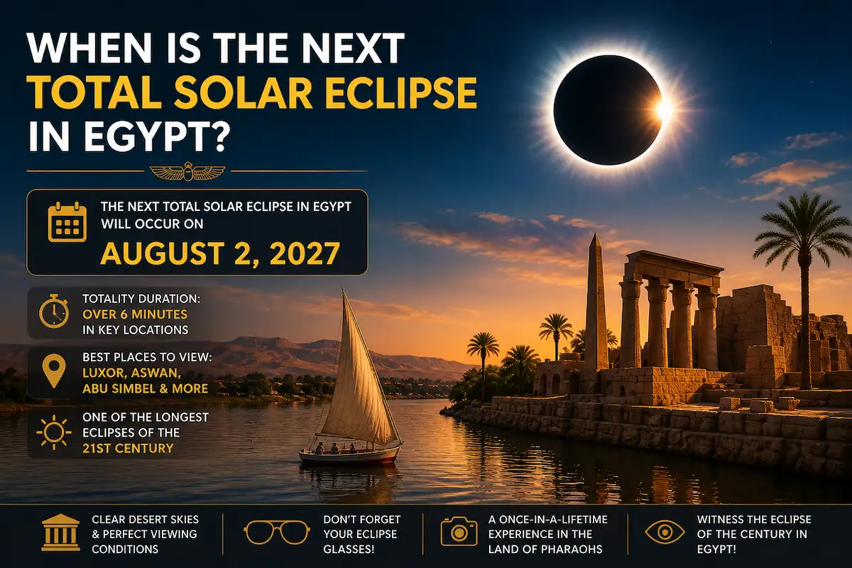 Next total solar eclipse in Egypt August 2 2027 date and timing